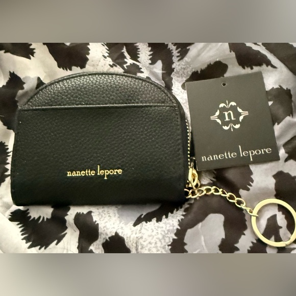 Nanette Lepore Handbags - Nanette Lepore Black Mini Wallet/Coin Purse with Gold and Black Bow NWT